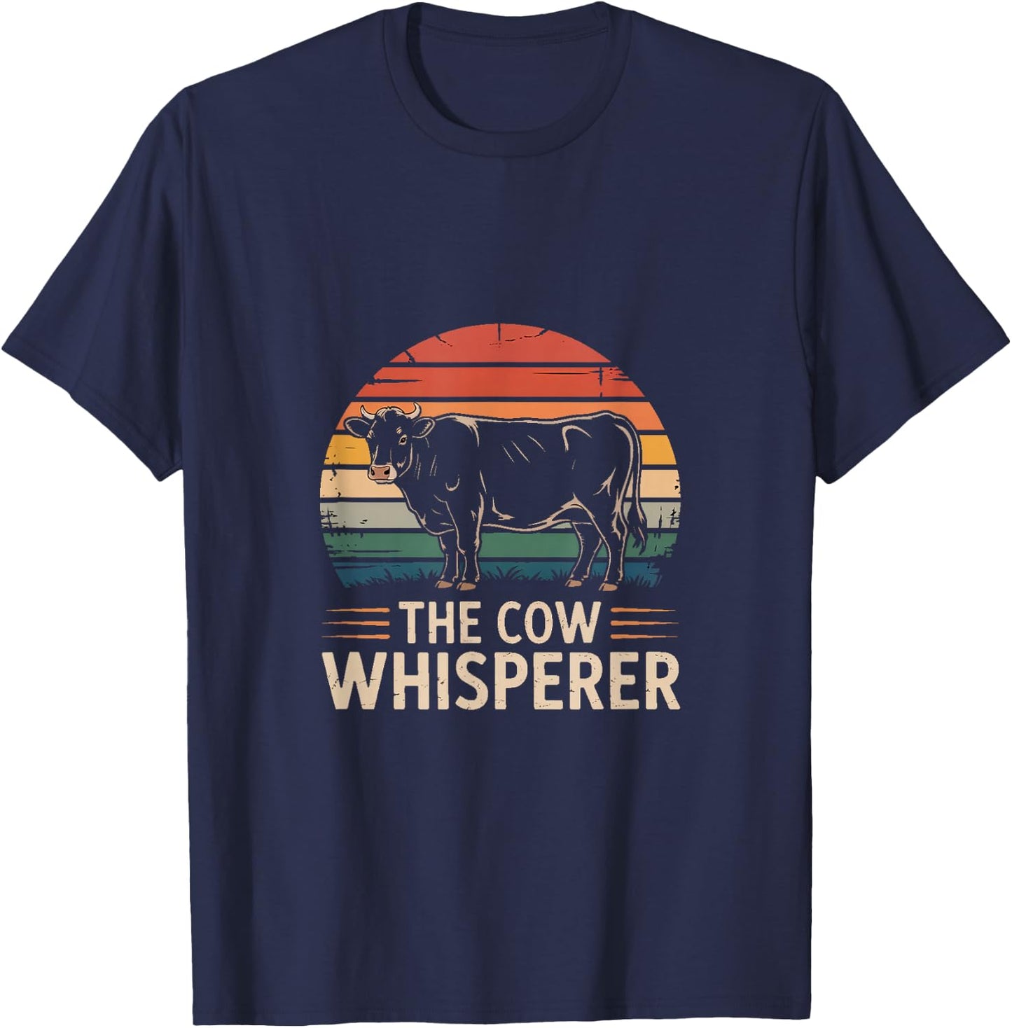 The Cow Whisperer Retro Farmer Cattle Herder T-Shirt - T-Shirt | Navy