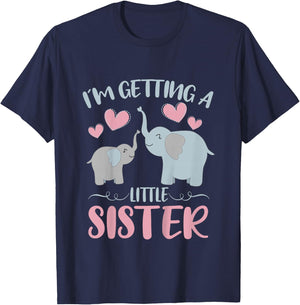 Baby Sister Reveal I'm Getting A Little Sister Cute Elephant T-Shirt - T-Shirt | Navy