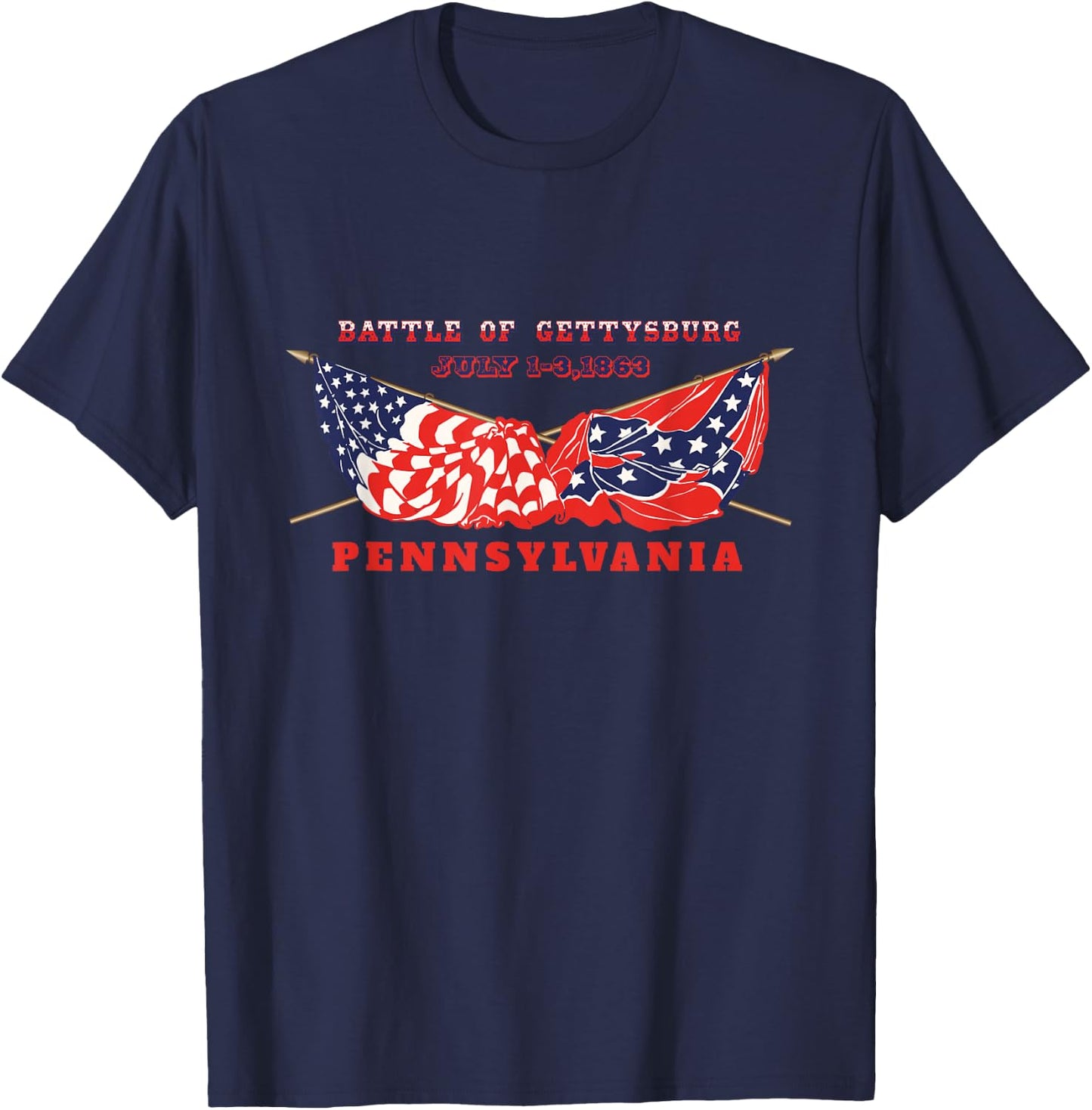 Vintage American Civil War Battle of Gettysburg Pennsylvania T-Shirt - T-Shirt | Navy