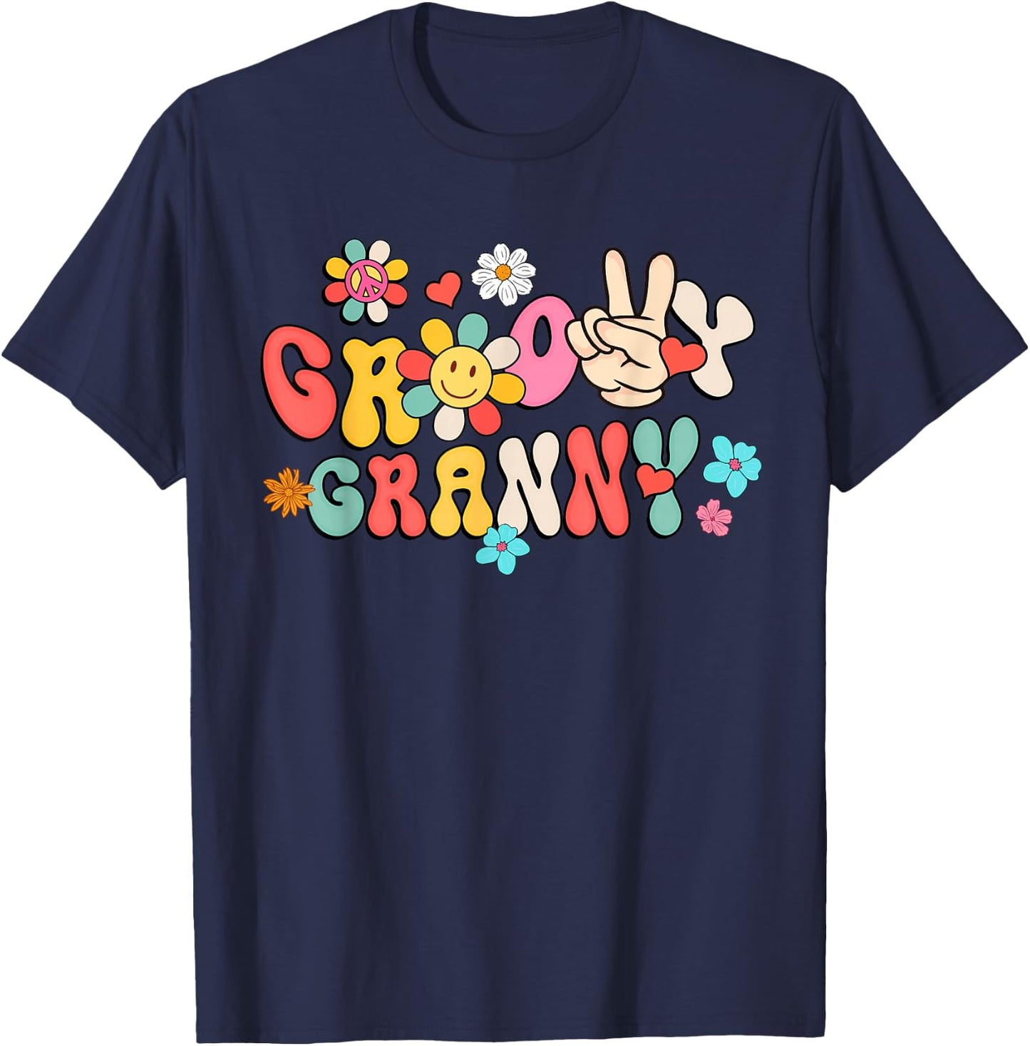 Retro Groovy Granny Family Matching Mother's Day Gifts T-Shirt - T-Shirt | Navy