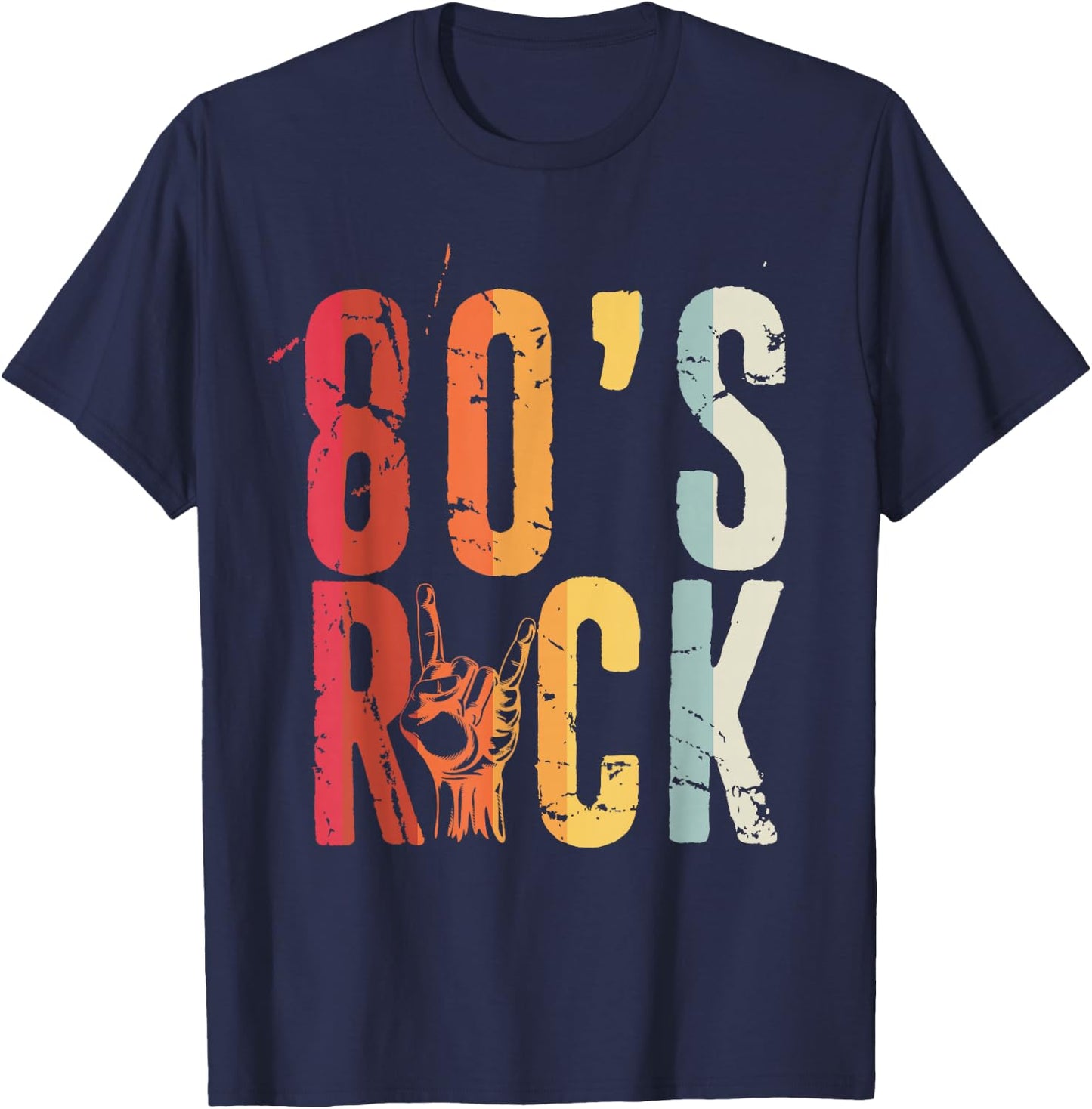80s Rock Retro Vintage 80s Rock Fan T-Shirt - T-Shirt | Navy