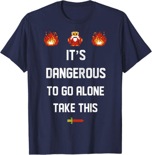 Legend Of Zelda It's Dangerous To Go Alone Take This T-Shirt - T-Shirt | Navy