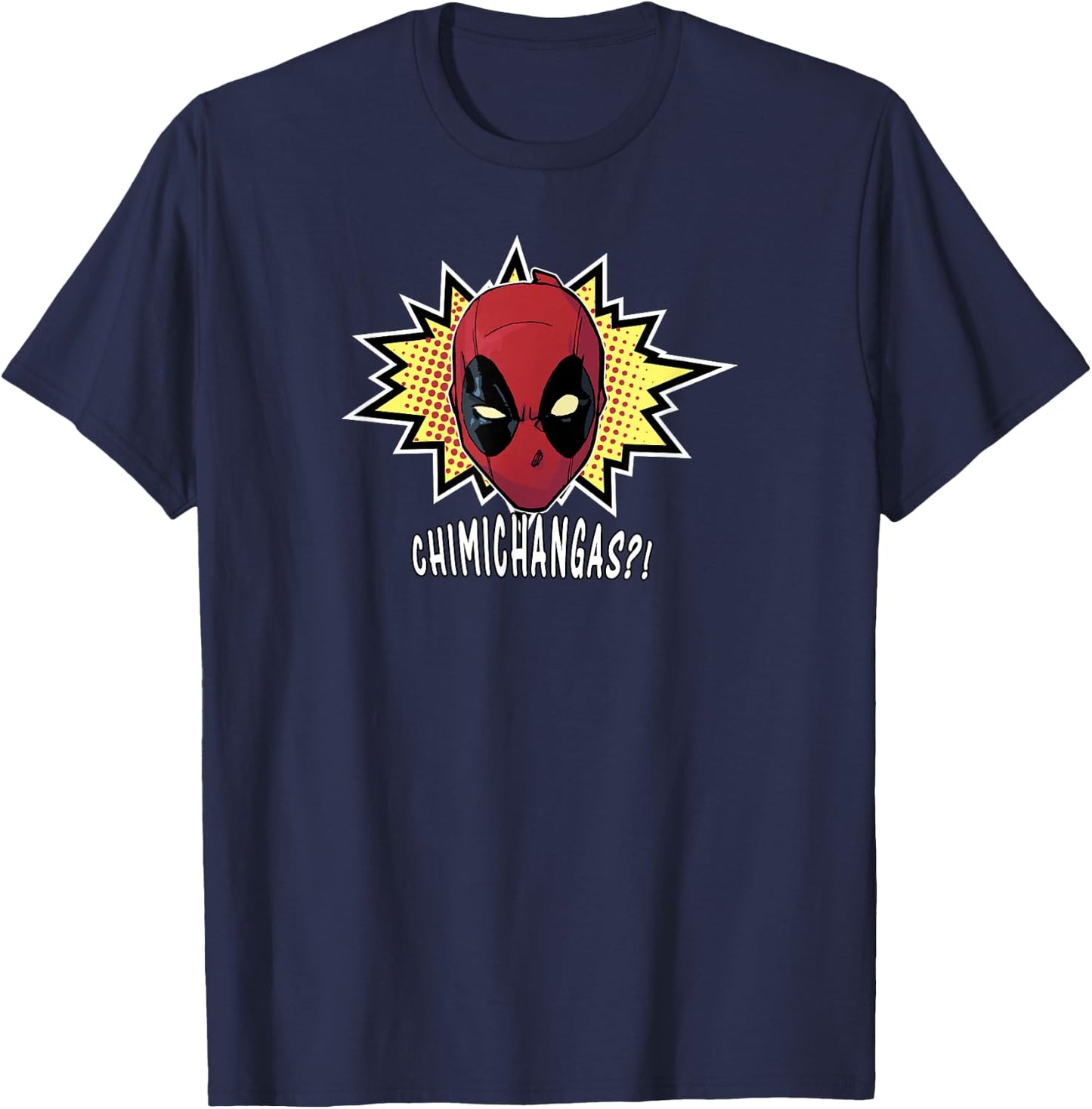 Marvel Deadpool Chimichangas Graphic Center Comic Logo T-Shirt - T-Shirt | Navy