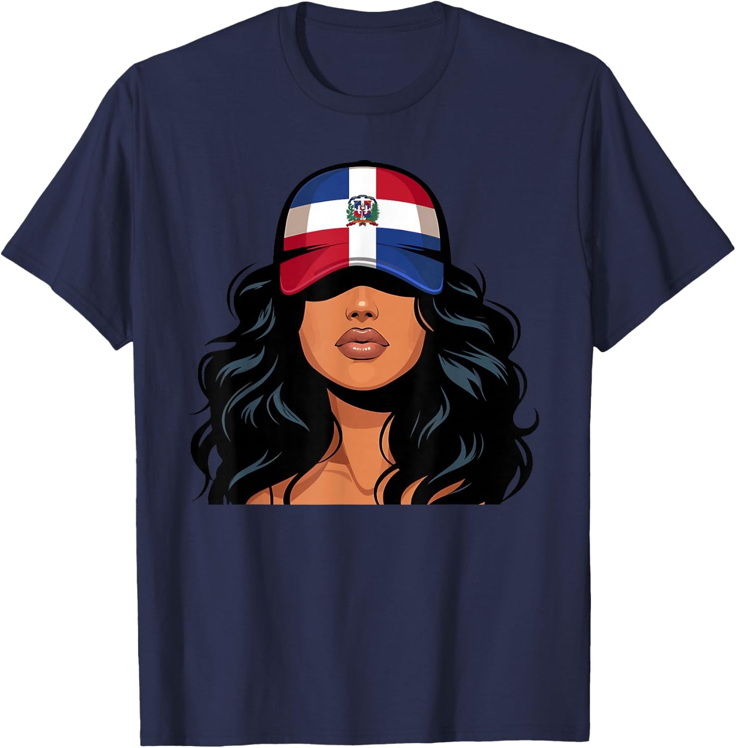 Dominican Girl Dominican Republic Flag Proud Dominicana T-Shirt - T-Shirt | Navy