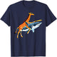 Retro Giraffe Riding Shark Funny Animal Lover Graphic T-Shirt - T-Shirt | Navy