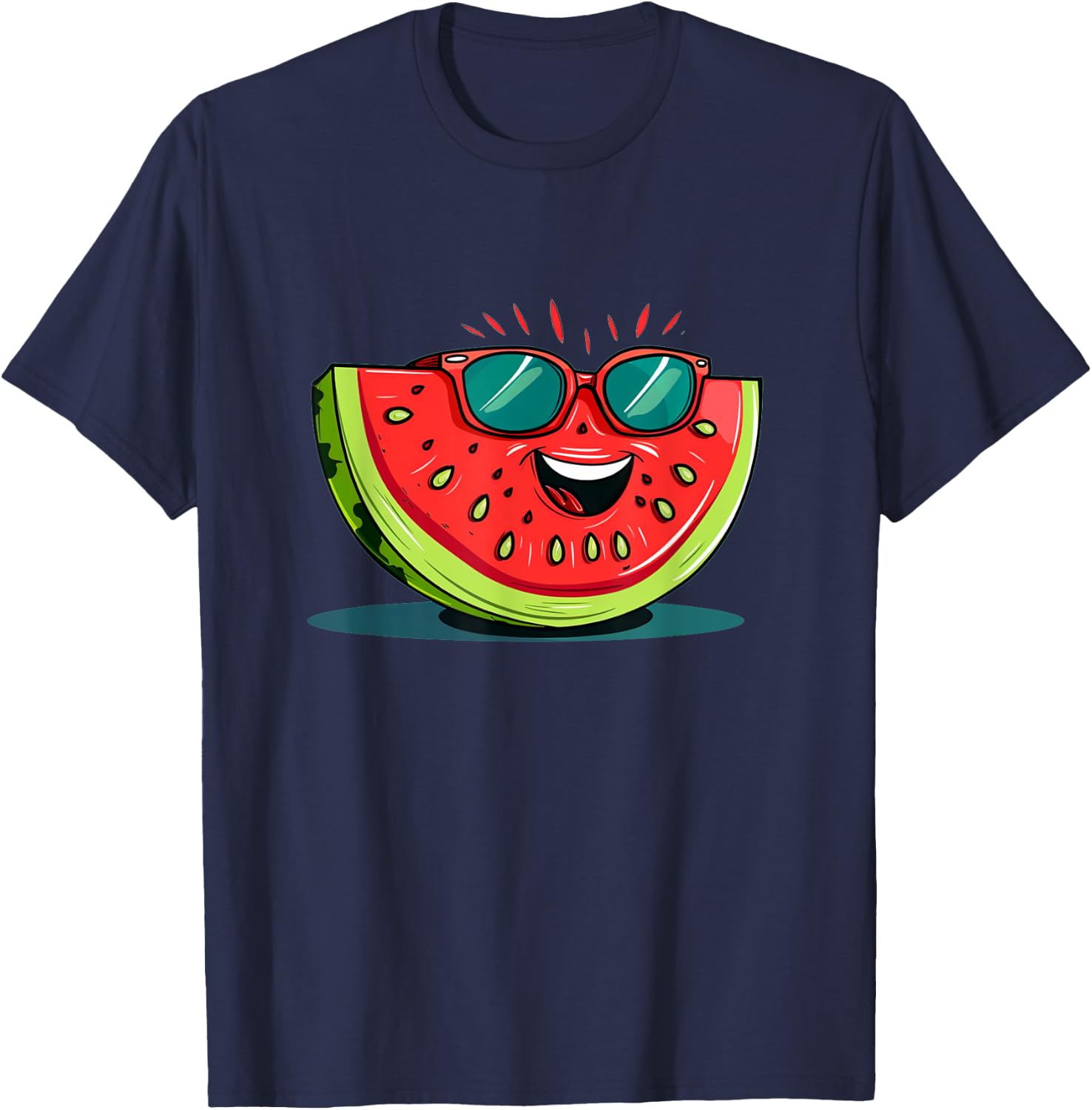 Awesome Watermelon Face with Sunglasses for Summer Fruits Women Girls Kids T-Shirt - T-Shirt | Navy
