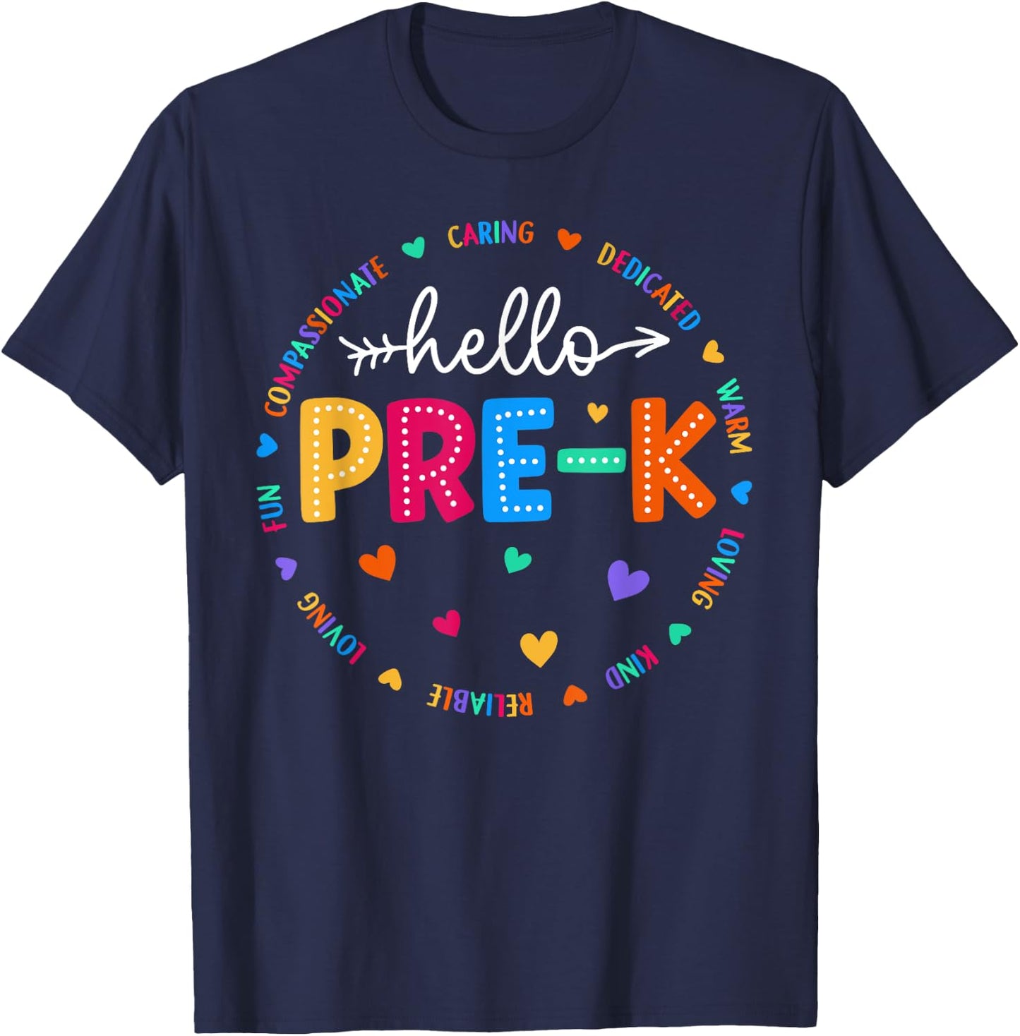 Pre-K Hello Back To School Pre-K Teacher Student First Day Women Girls Kids T-Shirt - T-Shirt | Navy
