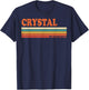 Crystal Retro Personalized First Name Vintage Stripes T-Shirt - T-Shirt | Navy