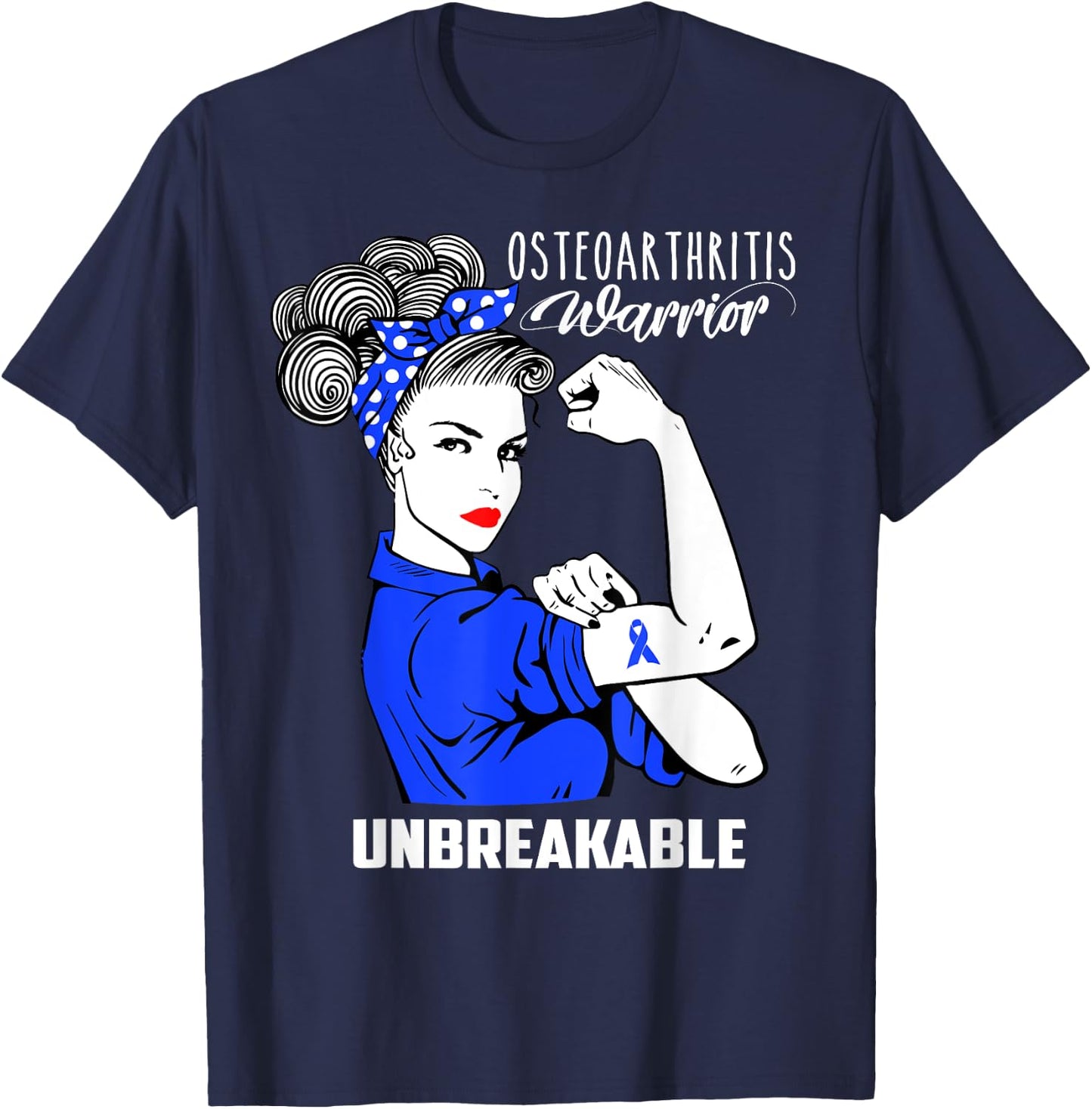 Osteoarthritis Warrior Unbreakable Shirt Awareness Gift T-Shirt - T-Shirt | Navy