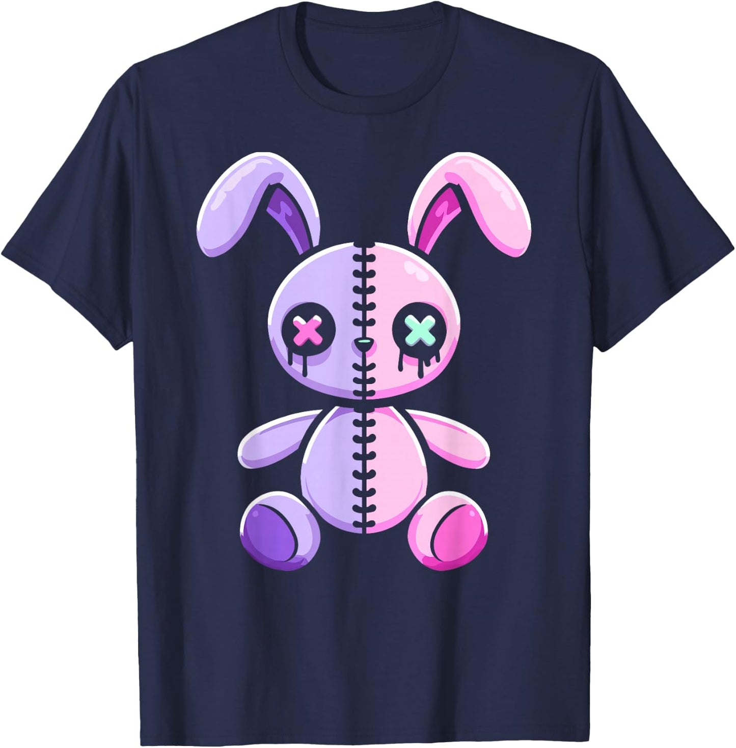Pastel Goth Bunny Rabbit Cute Gothic Menhera Kawaii Pink Alt T-Shirt - T-Shirt | Navy