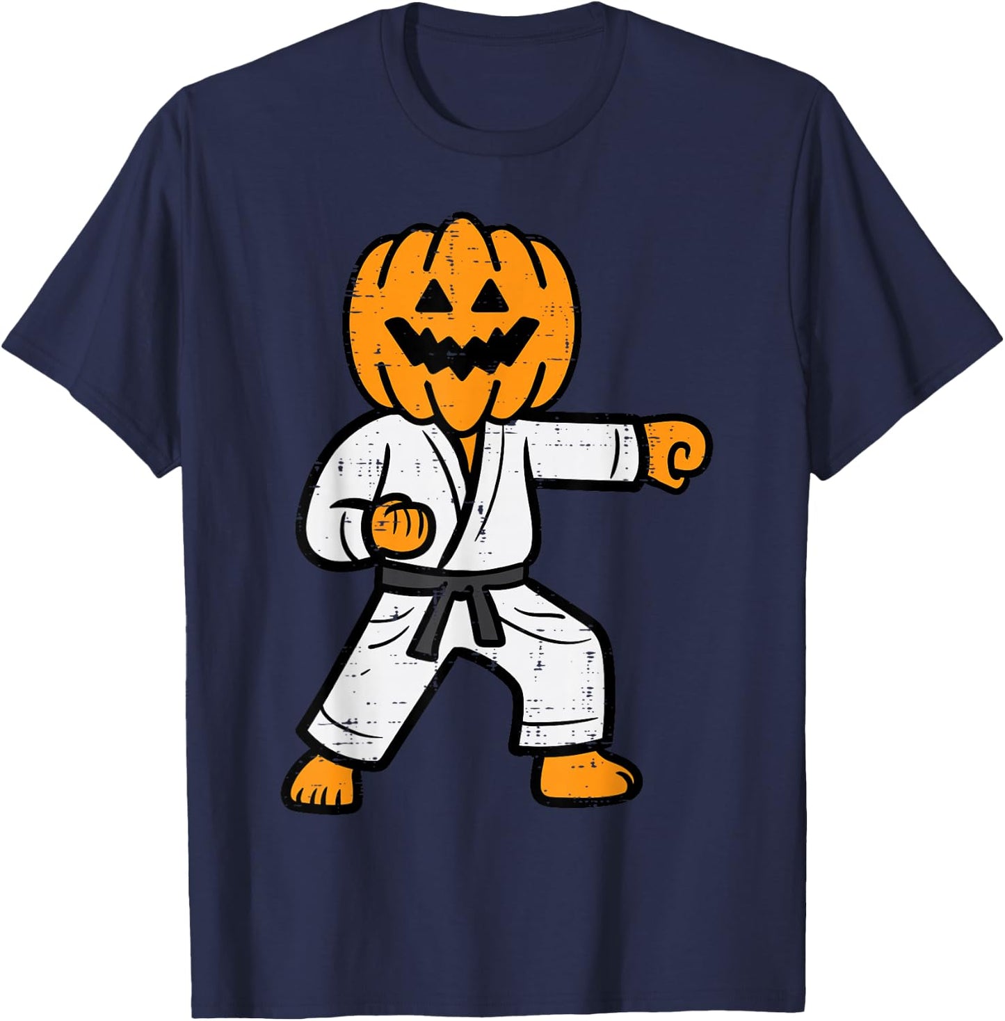Halloween Karate Pumpkin Martial Arts Costume Men Boys Kids T-Shirt - T-Shirt | Navy