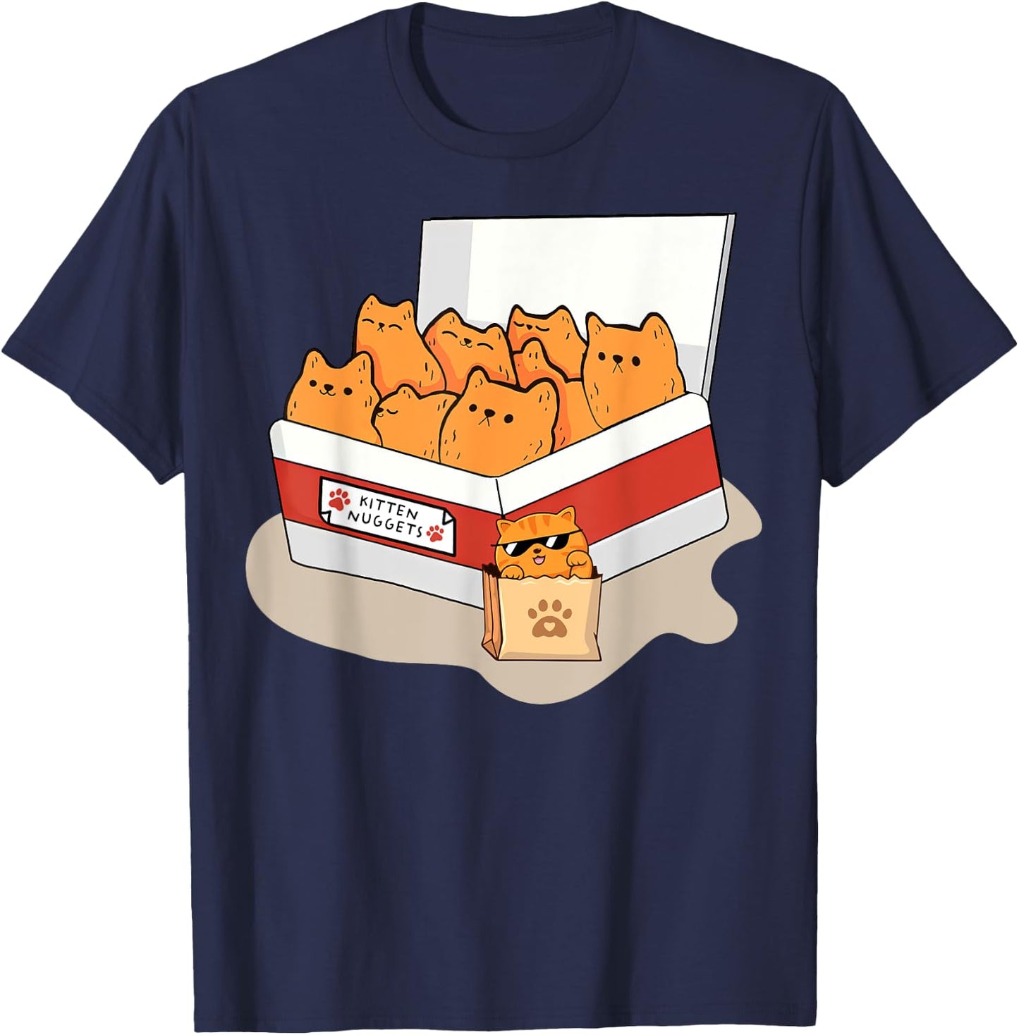 Kitten Nuggets Food Pun Gifts , Women, Kid, Cat Lover T-Shirt - T-Shirt | Navy