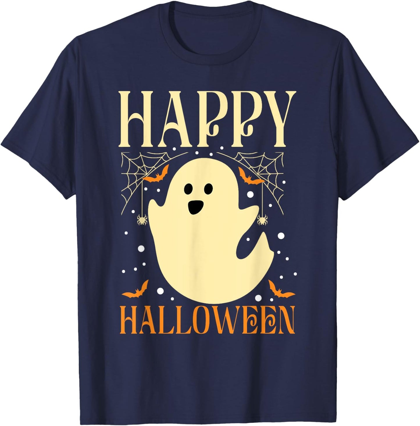 Happy Halloween Ghost Cute Spooky Boo Adults Kids T-Shirt - T-Shirt | Navy