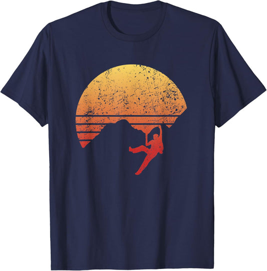 Bouldering Climbing Retro Mountains Gift T-Shirt - T-Shirt | Navy
