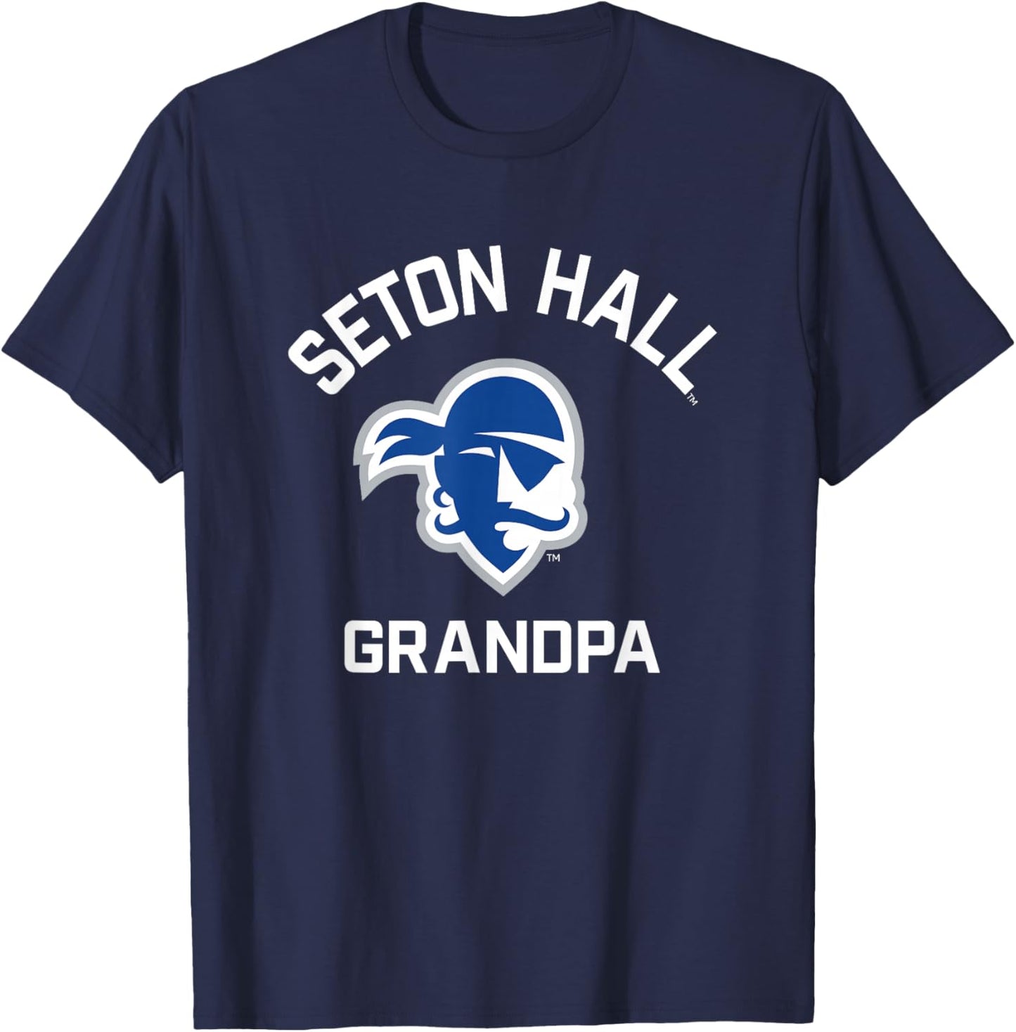 Seton Hall University SHU Pirates Arched Grandpa T-Shirt - T-Shirt | Navy