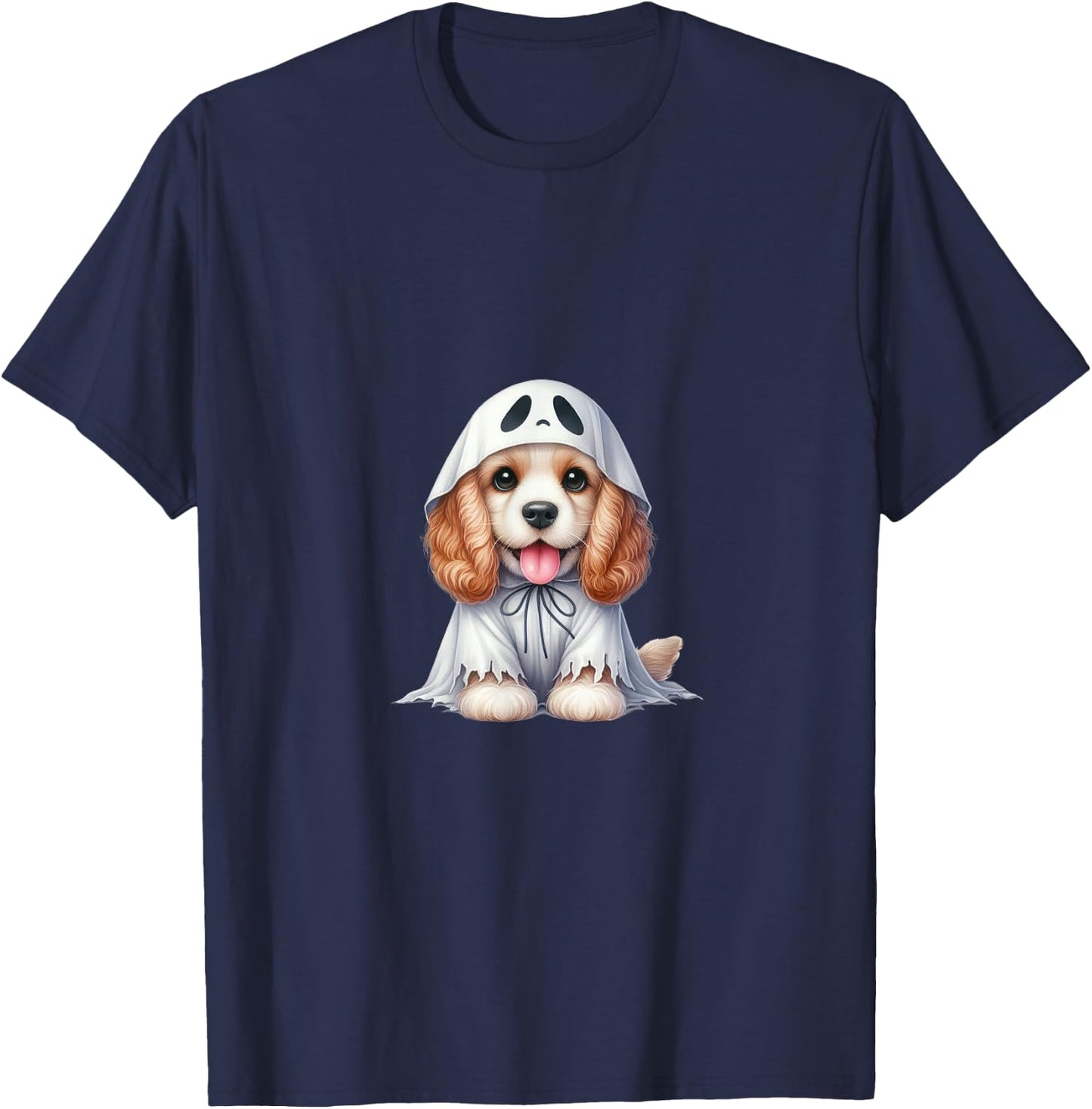 Funny Ghost American Cocker Spaniel Dog Lover Halloween T-Shirt - T-Shirt | Navy