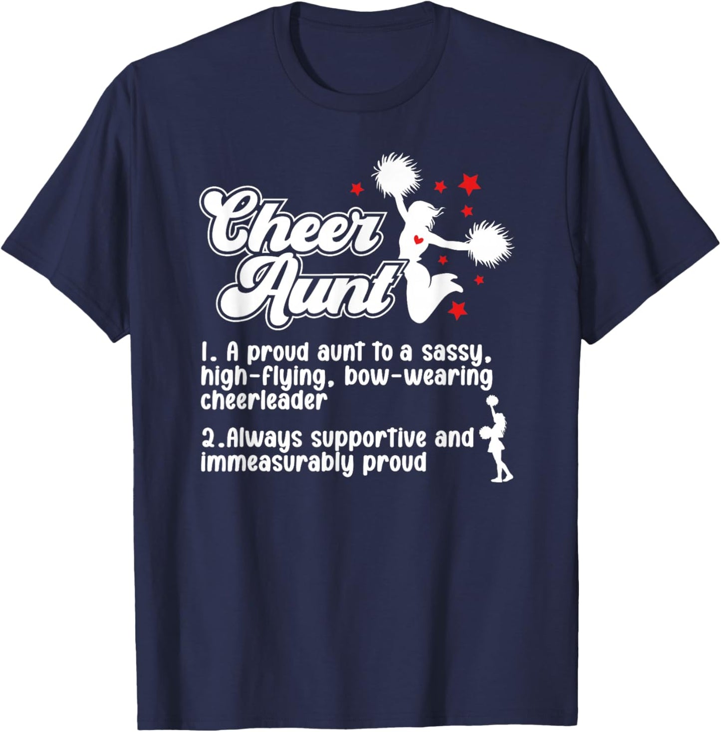 Cheer Aunt Definition Cheerleading Aunt Cheerleader Auntie T-Shirt - T-Shirt | Navy