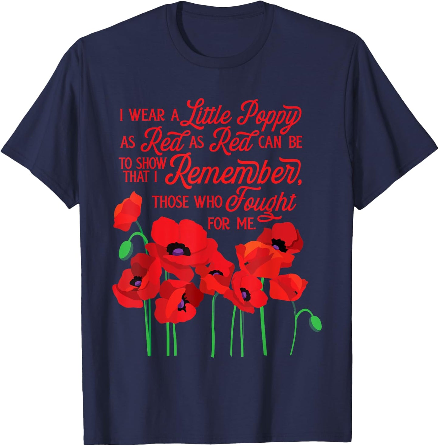 Veterans Day, Red Poppy, Poppies floral graphic T-Shirt - T-Shirt | Navy
