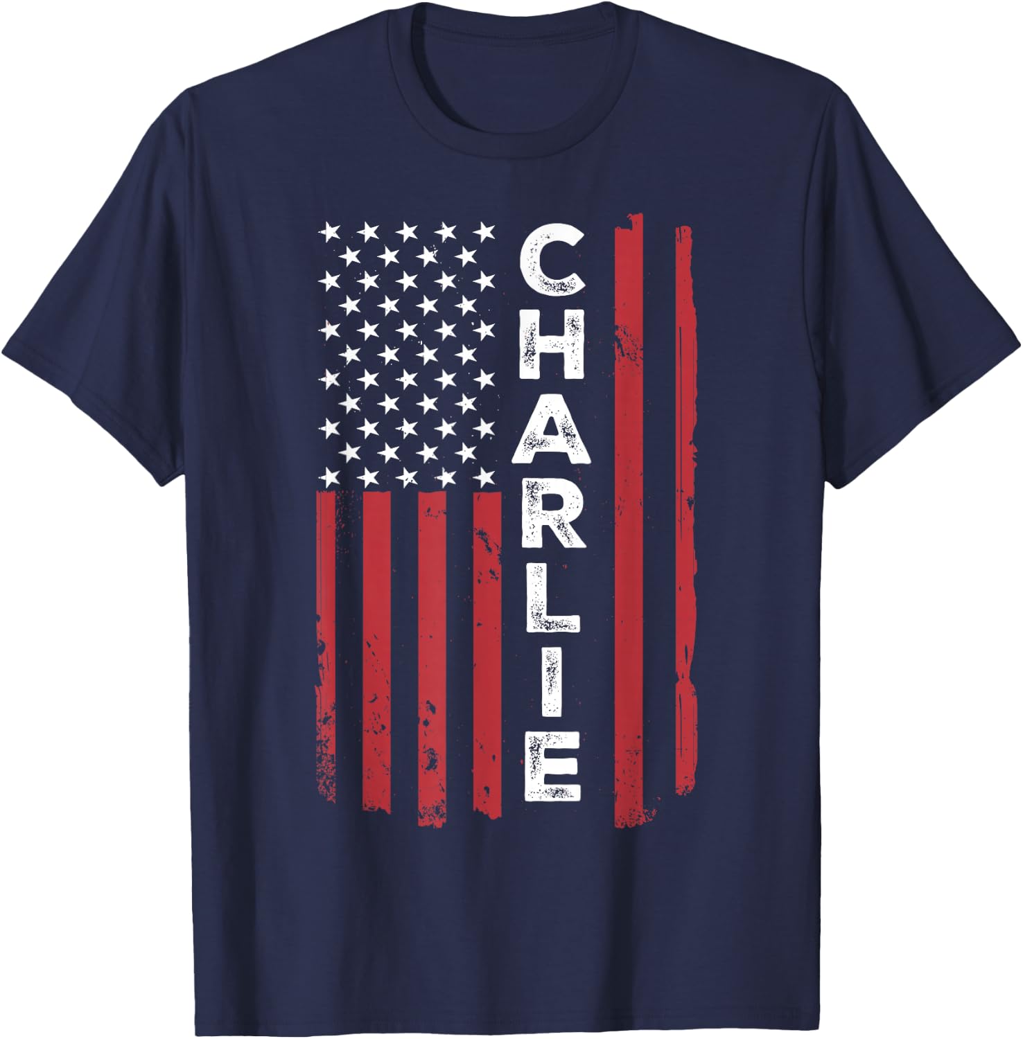Charlie USA Flag American Flag Patriotic T-Shirt - T-Shirt | Navy