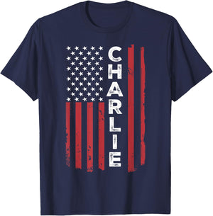 Charlie USA Flag American Flag Patriotic T-Shirt - T-Shirt | Navy