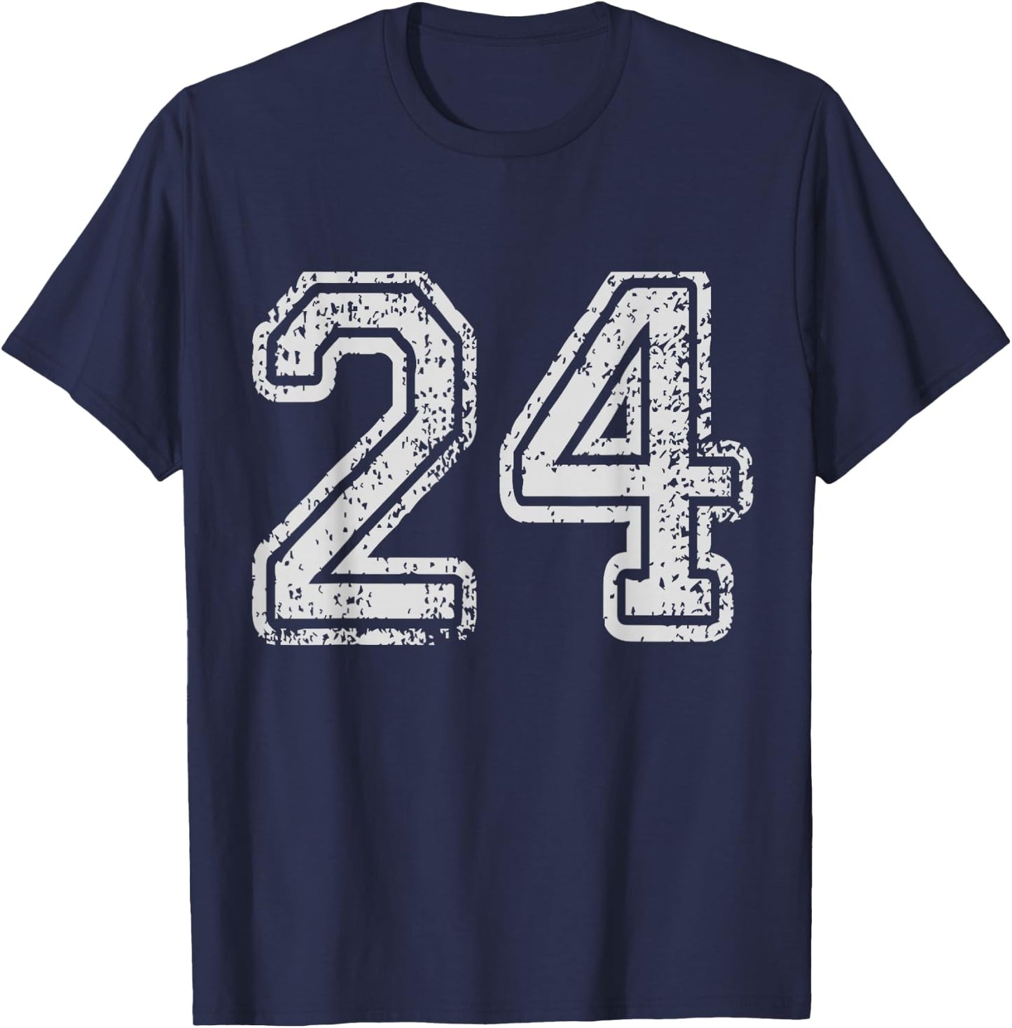 Team Jersey Uniforms Number 24 School Sports 24th Birthday T-Shirt - T-Shirt | Navy