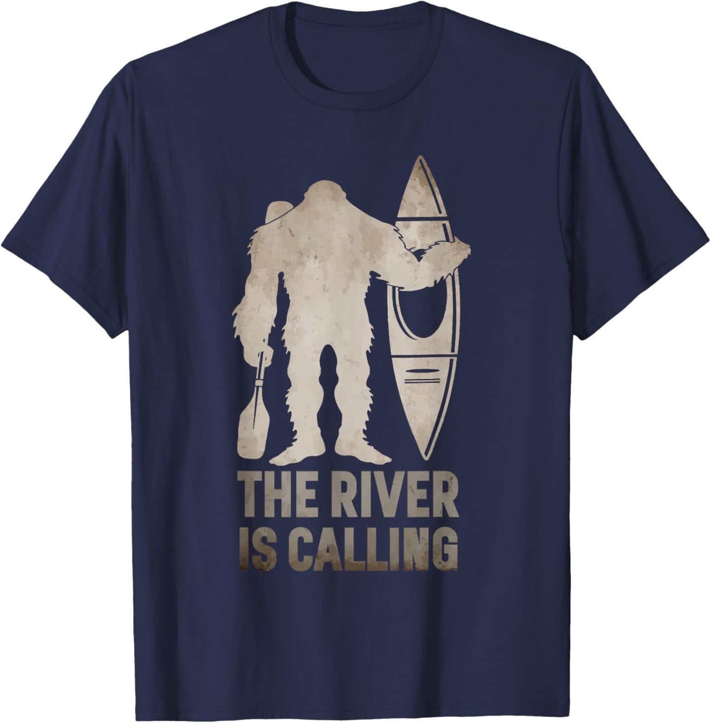 Bigfoot River Kayak | Sasquatch Camping Canoe Gift T-Shirt - T-Shirt | Navy
