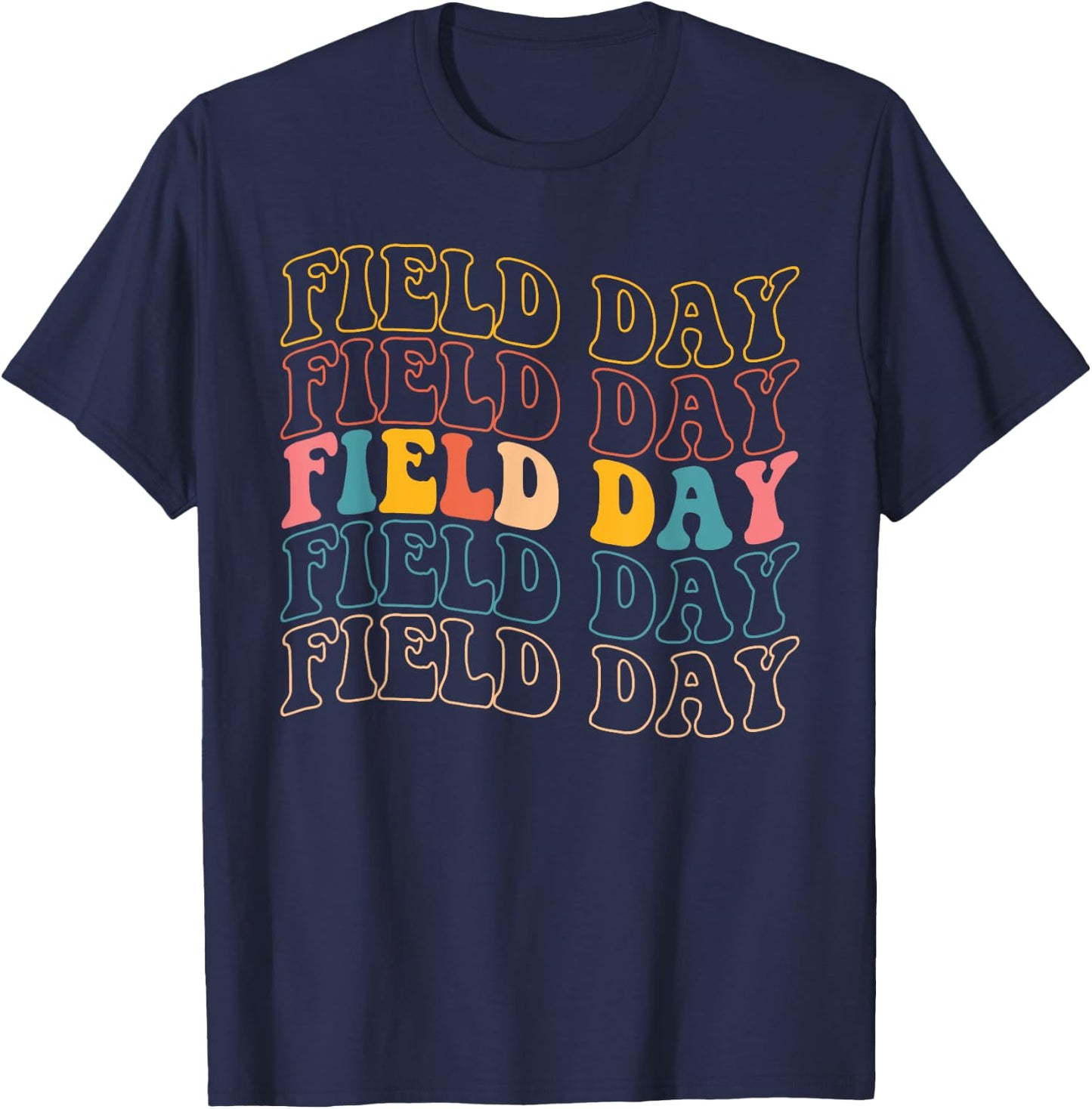 School Field Day Funny For Teacher Kids Happy Field Day 2025 T-Shirt - T-Shirt | Navy