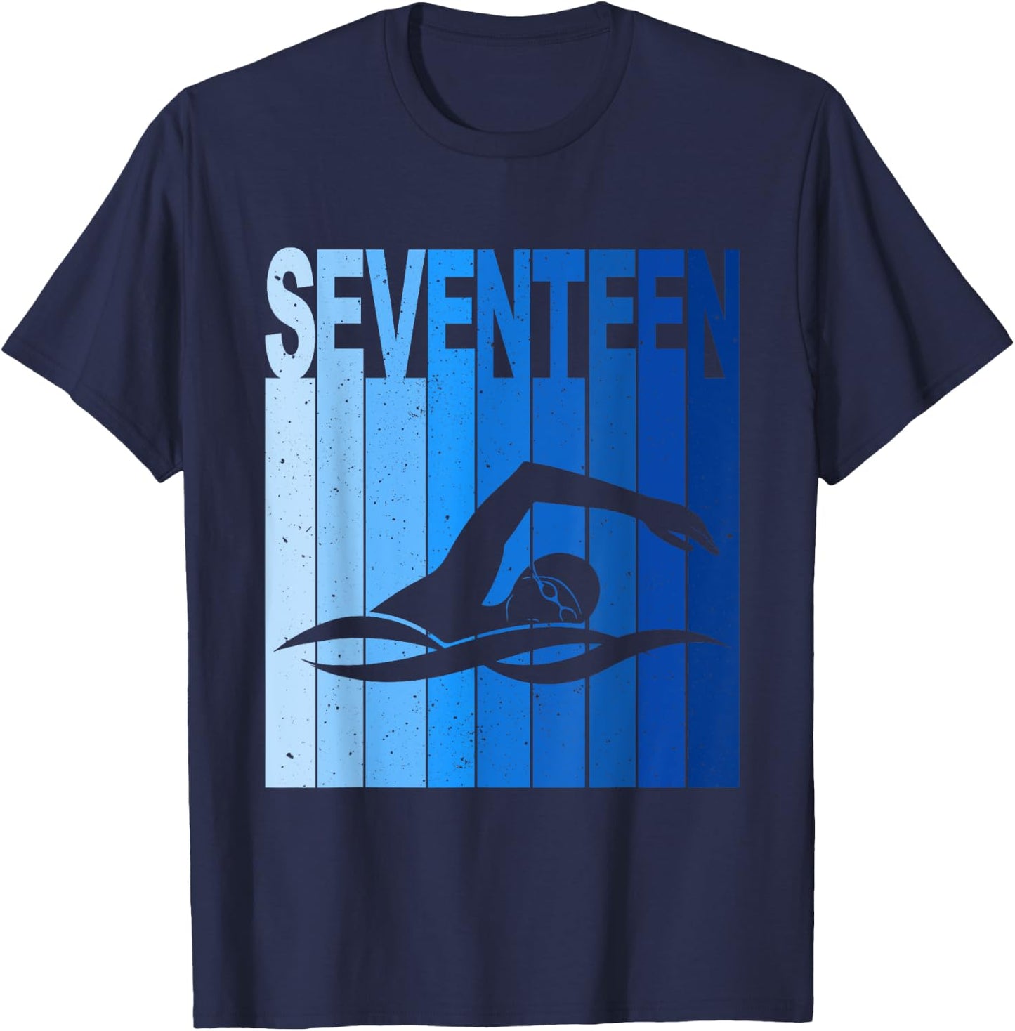 17th Birthday Swimming 17 Year Old Birthday Swimmer T-Shirt - T-Shirt | Navy