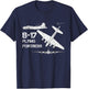B-17 Flying Fortress WW2 Heavy Bomber Aircraft Blueprint T-Shirt - T-Shirt | Navy