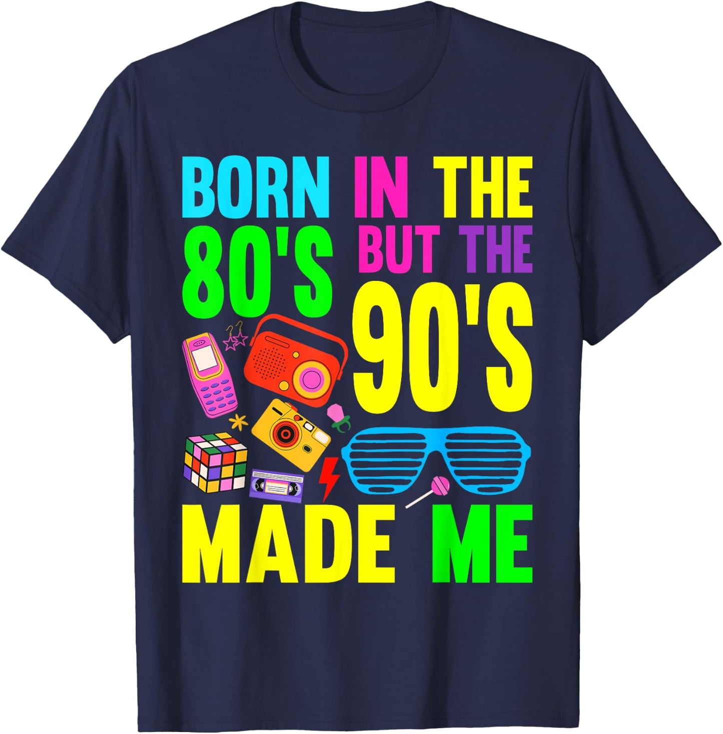 Born in the 80s but 90s Made Me Vintage Cassette T-Shirt - T-Shirt | Navy