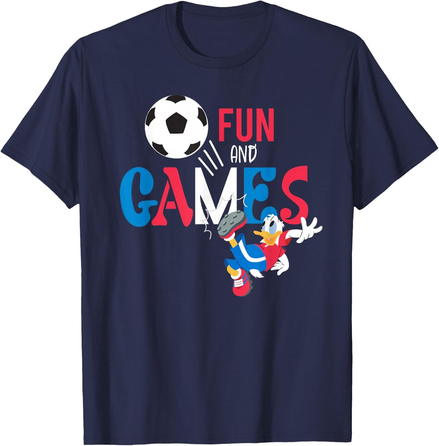 Disney Donald Duck Summer Sports Football Soccer Fun & Games T-Shirt - T-Shirt | Navy