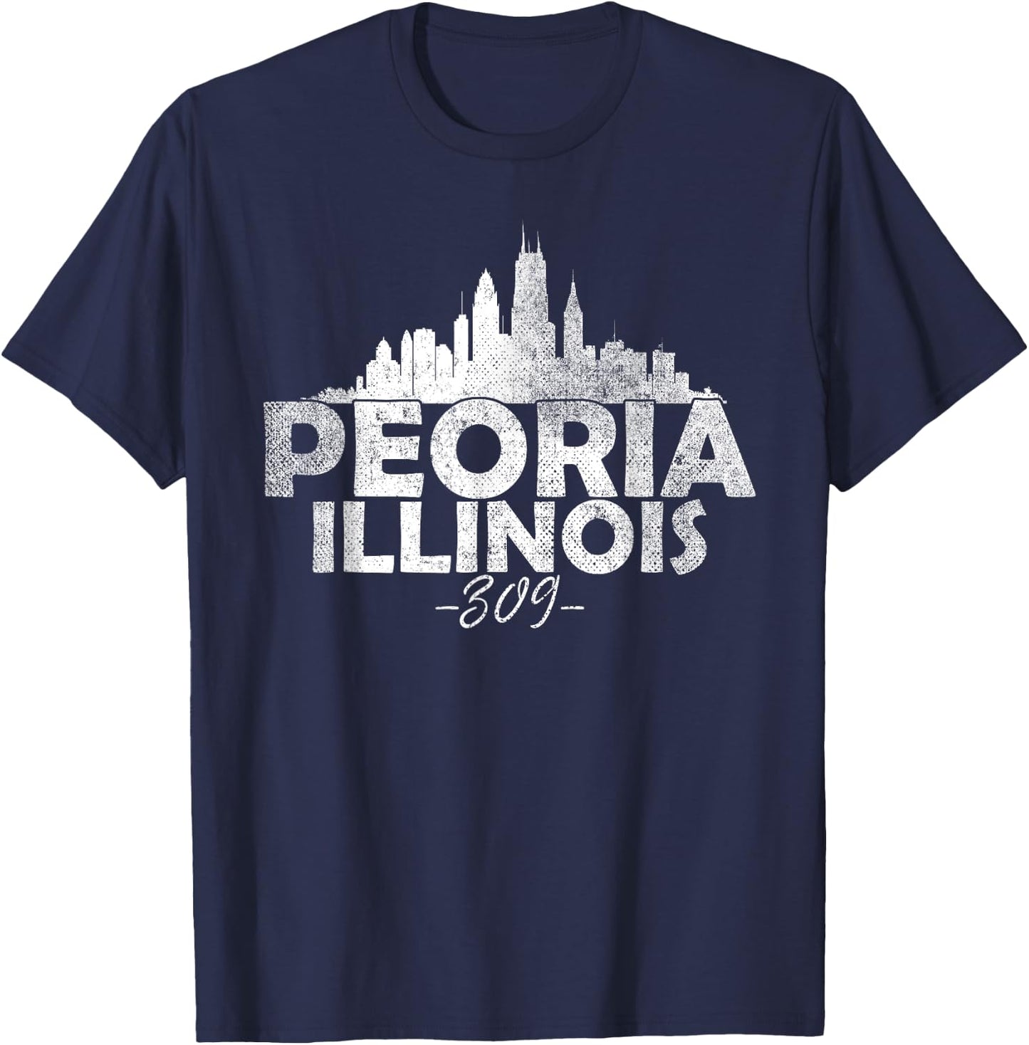 Peoria Illinois IL | Skyline T-Shirt - T-Shirt | Navy