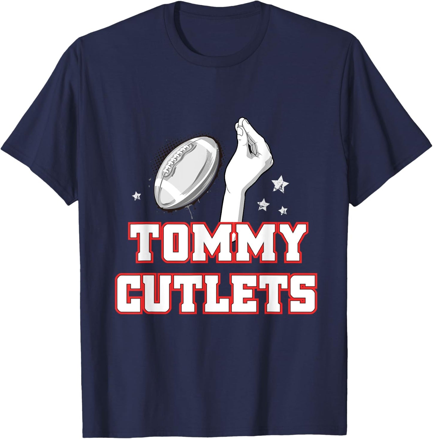 NY Italian Hand Gesture Tommy Cutlets Football Quarterback T-Shirt - T-Shirt | Navy