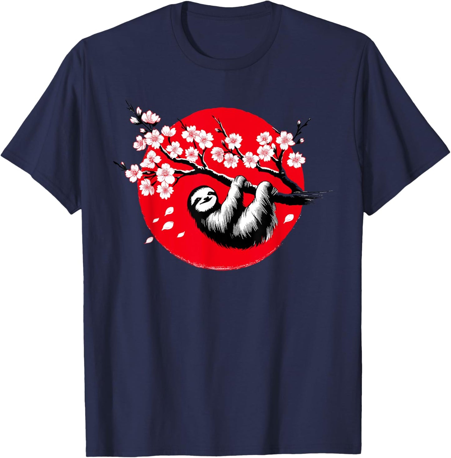 Kawaii Sloth Anime Japan Sakura Men Women Kids Funny Sloth T-Shirt - T-Shirt | Navy