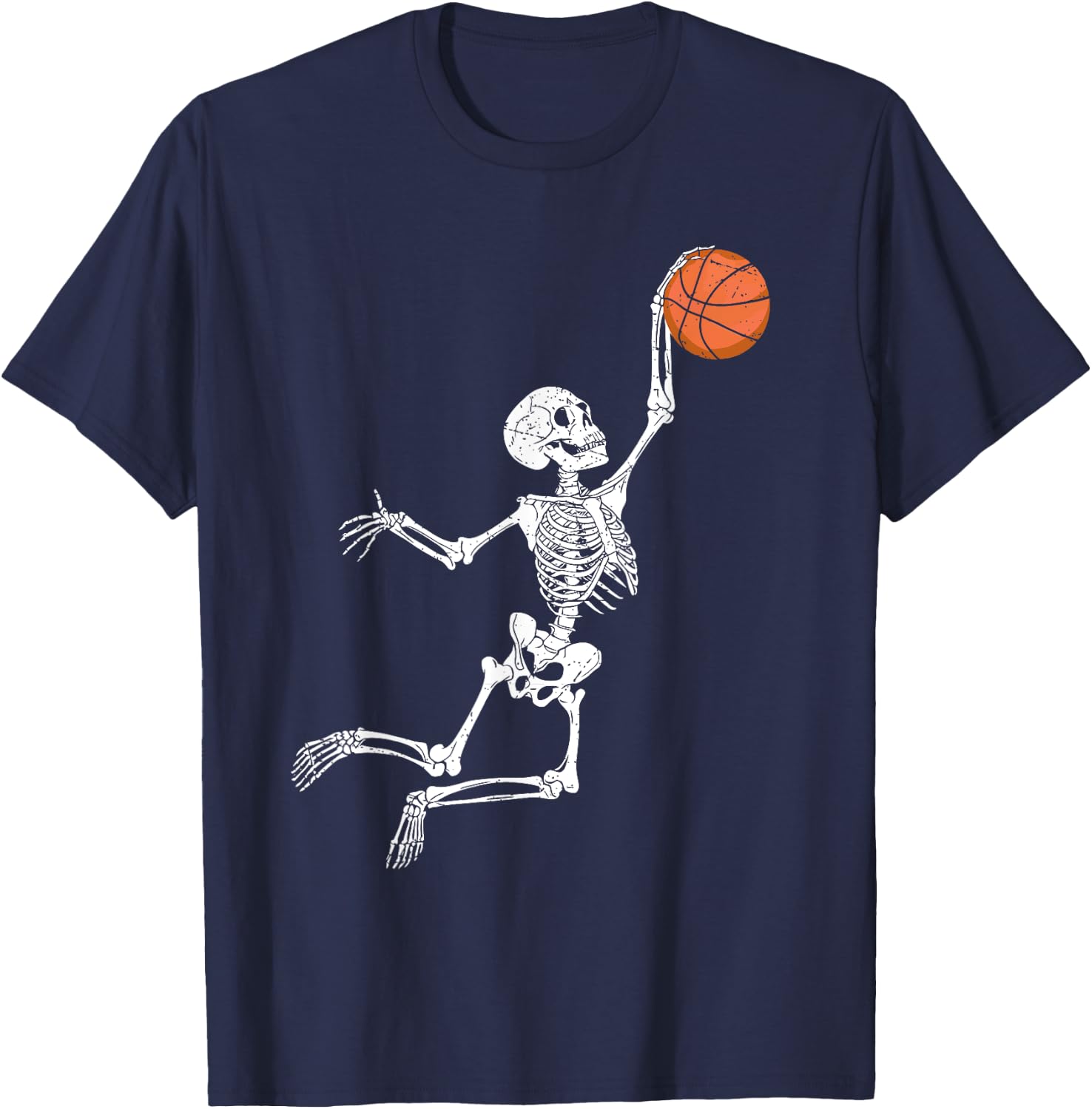 Basketball Skeleton Halloween Player Catcher Boys Kids T-Shirt - T-Shirt | Navy