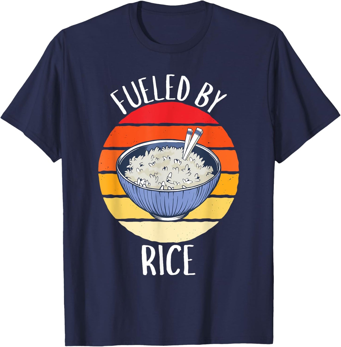 Retro Fueled By Rice Vintage Rice Lover T-Shirt - T-Shirt | Navy