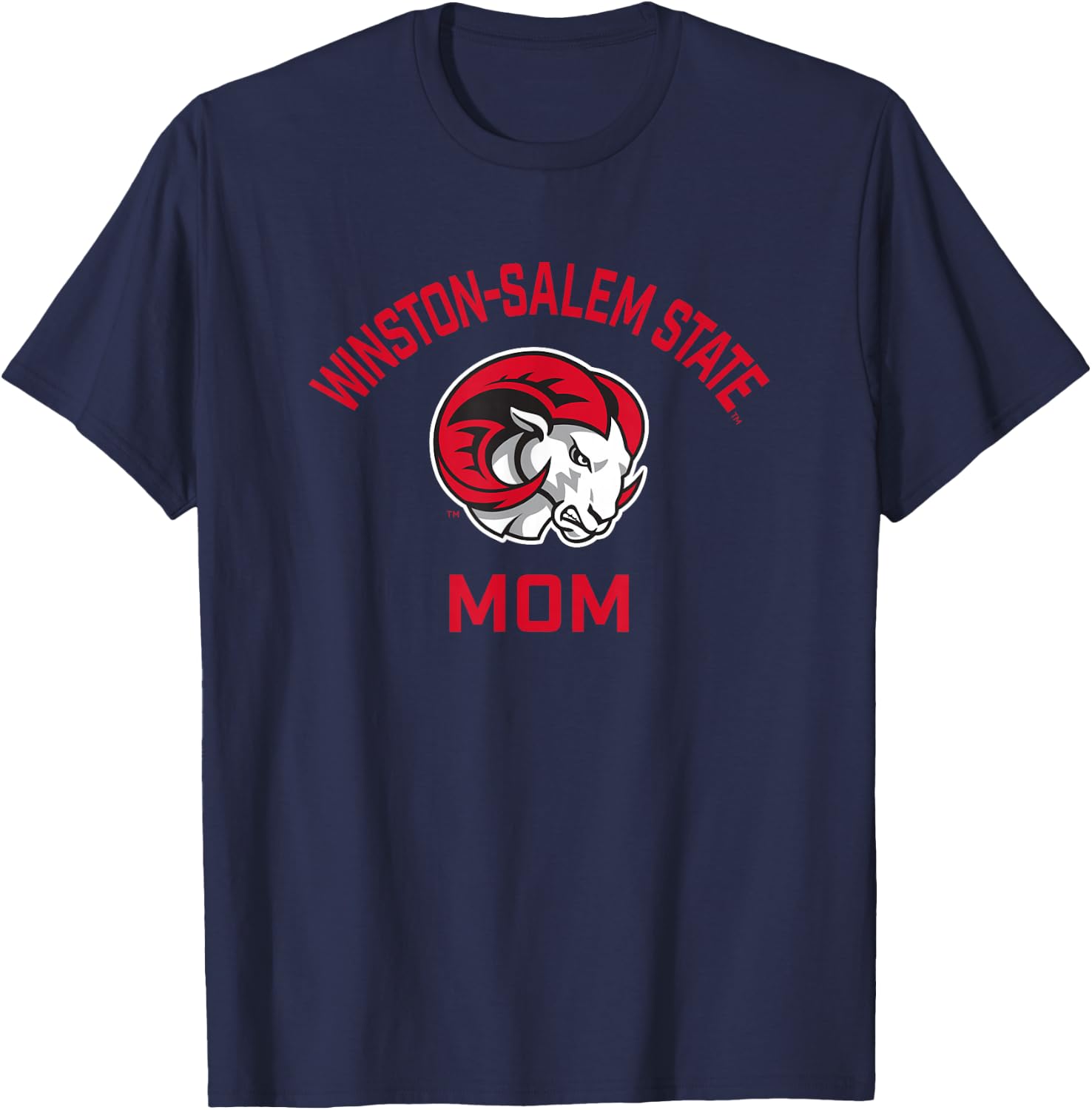 Winston-Salem State University WSSU Rams Arched Mom T-Shirt - T-Shirt | Navy
