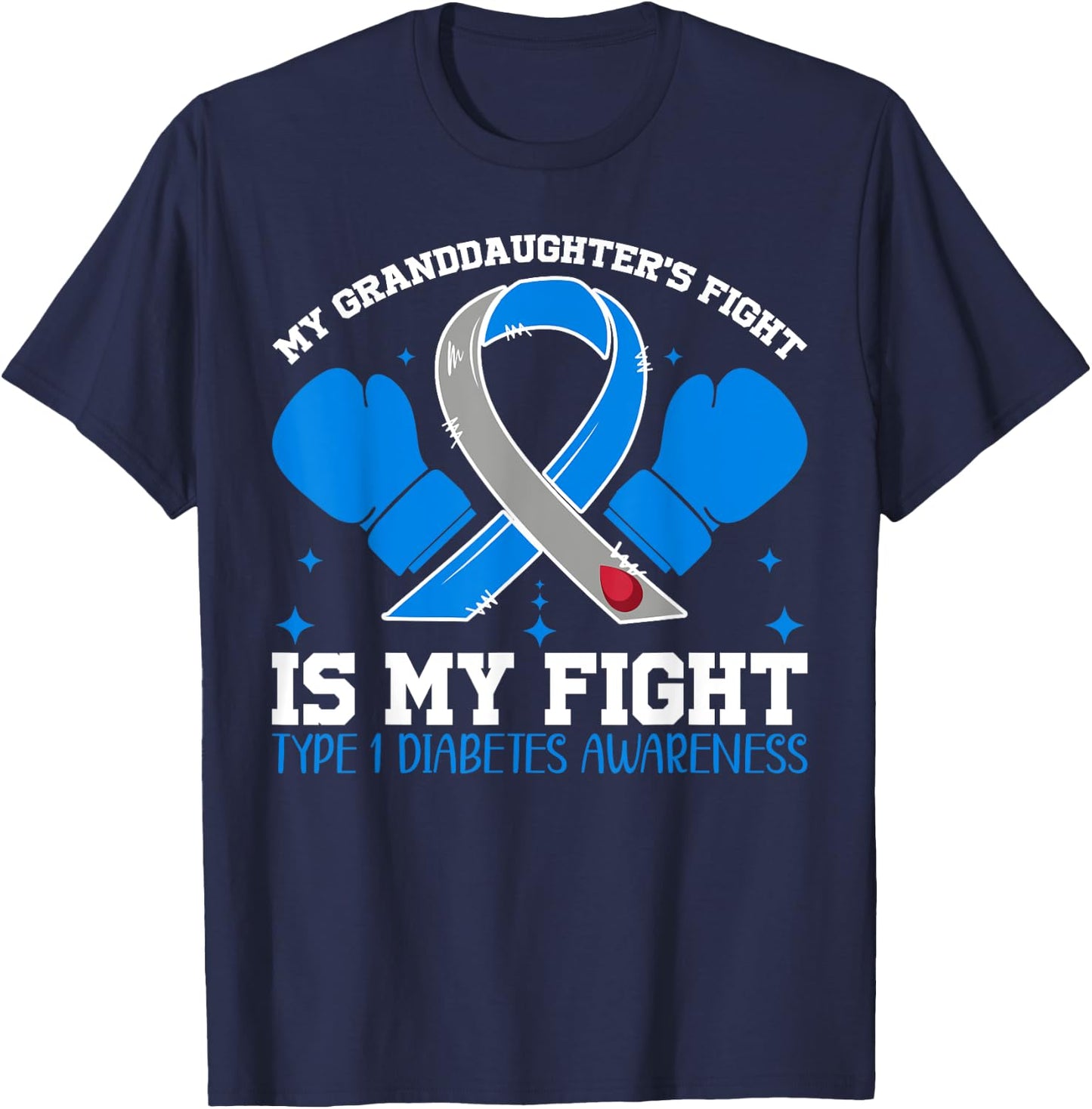 T1D Type One Diabetes Awareness Type 1 Grandma Granddaughter T-Shirt - T-Shirt | Navy