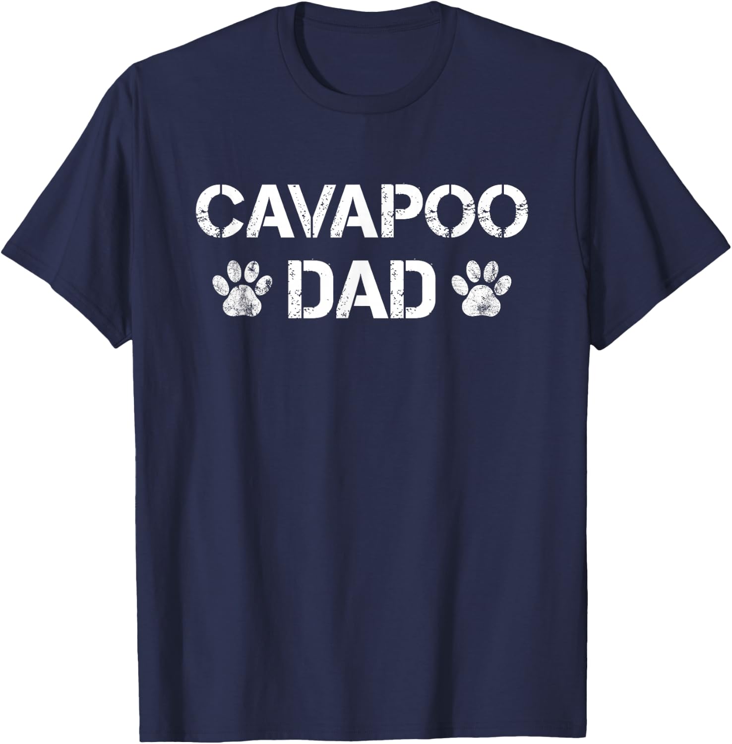 Cavapoo Dad Dog Paw Quote T-Shirt - T-Shirt | Navy