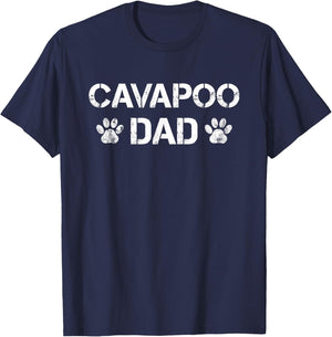 Cavapoo Dad Dog Paw Quote T-Shirt - T-Shirt | Navy