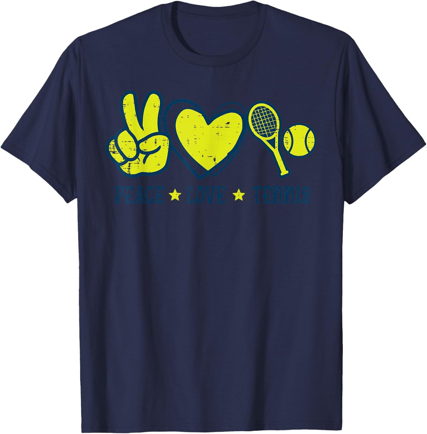 Peace Love Tennis Cool Player Coach Hippie Men Women Kids T-Shirt - T-Shirt | Navy
