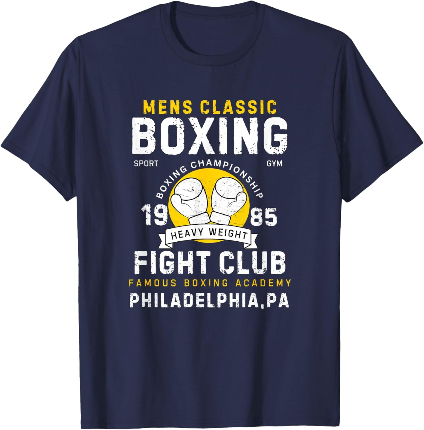 Vintage Style Boxing Gloves Heavyweight Philadelphia T-Shirt - T-Shirt | Navy