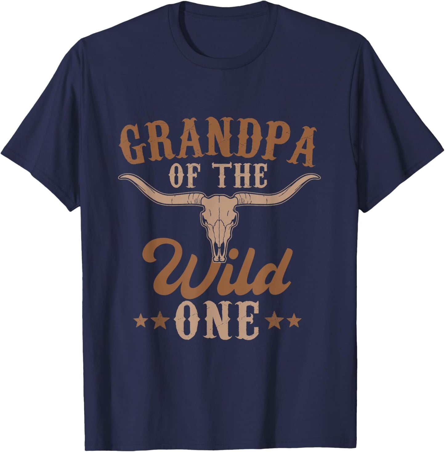Grandpa Of The Wild One Cowboy Western Rodeo Party Matching T-Shirt - T-Shirt | Navy
