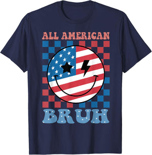 All American Bruh 4th July-Shirt USA Flag Funny Boy Toddler T-Shirt - T-Shirt | Navy