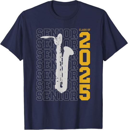 Class of 2025 Senior Baritone Saxophone for Bari Sax Player T-Shirt - T-Shirt | Navy