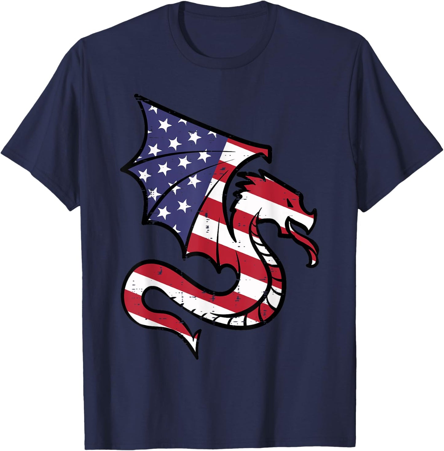 4th Of July Dragon American Flag Patriotic Men Women Kids T-Shirt - T-Shirt | Navy
