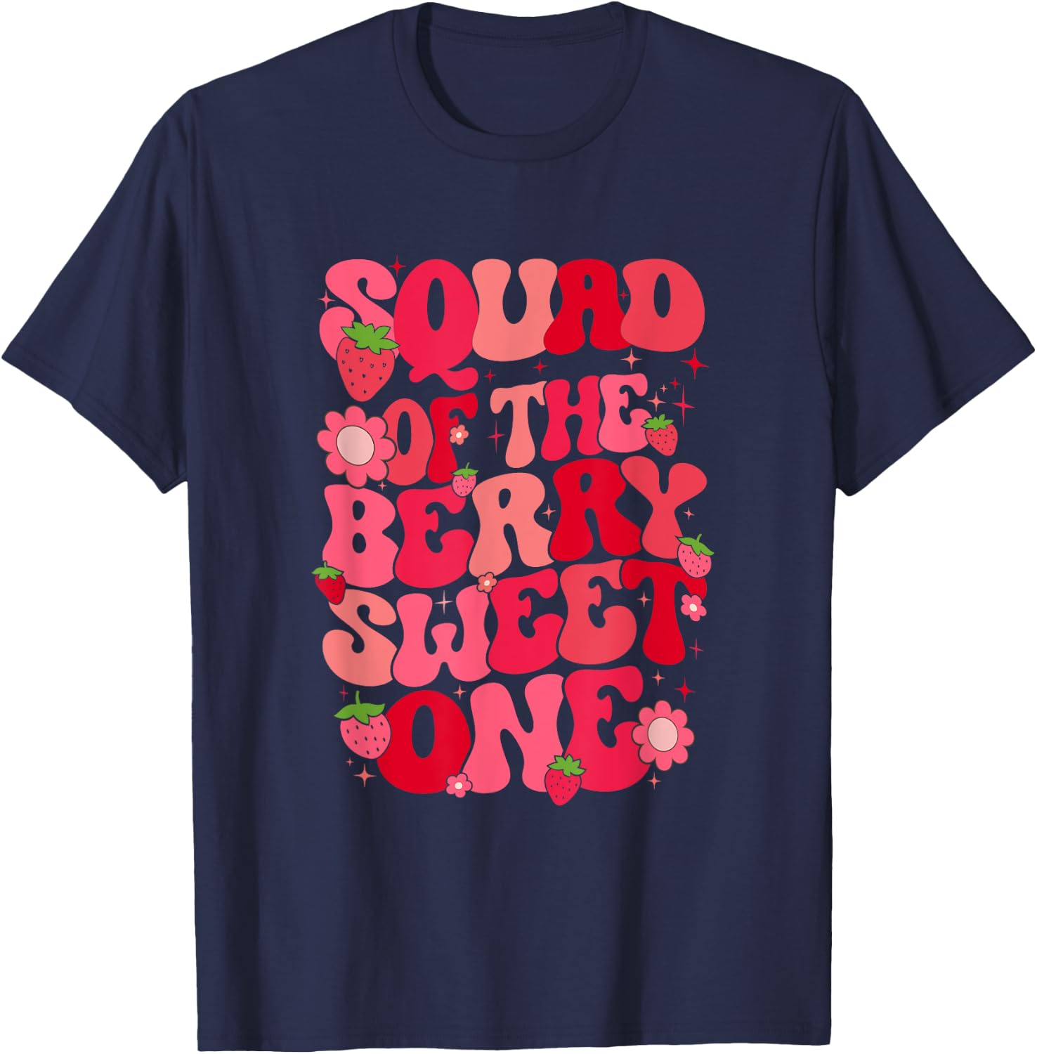 Squad Of The Berry Sweet One Strawberry First Birthday T-Shirt - T-Shirt | Navy