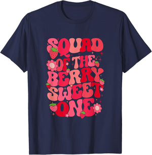 Squad Of The Berry Sweet One Strawberry First Birthday T-Shirt - T-Shirt | Navy