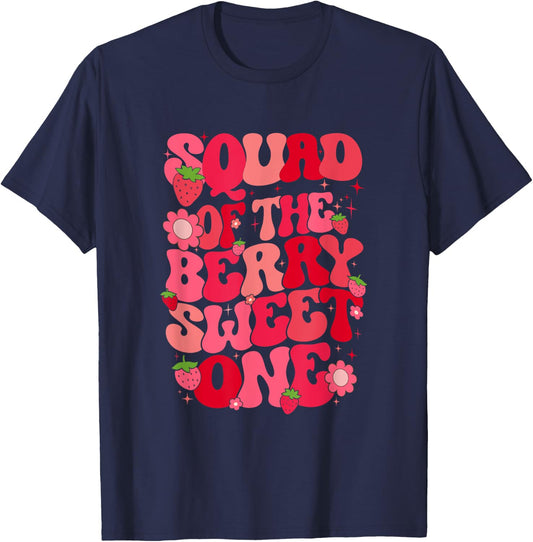 Squad Of The Berry Sweet One Strawberry First Birthday T-Shirt - T-Shirt | Navy