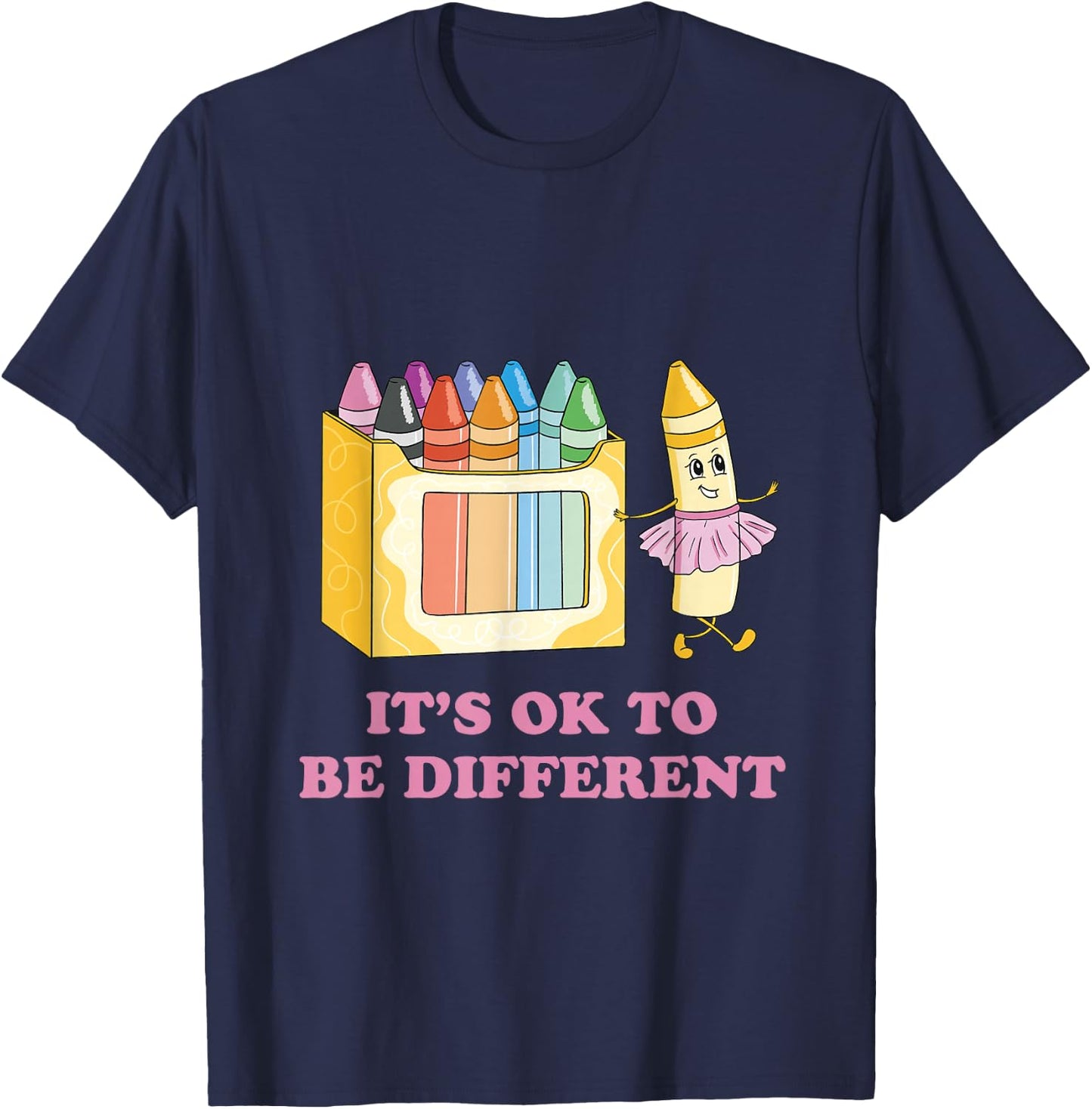 It's OK to be Different Crayons Autism Awareness Month T-Shirt - T-Shirt | Navy